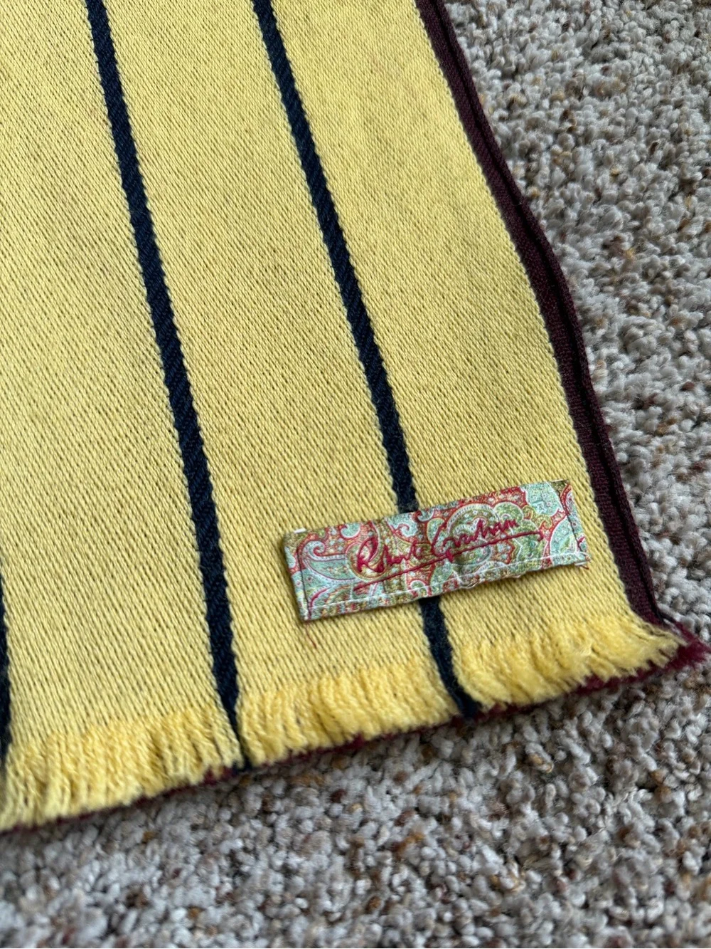 Robert Graham Reversible Maroon and Yellow Striped Scarf